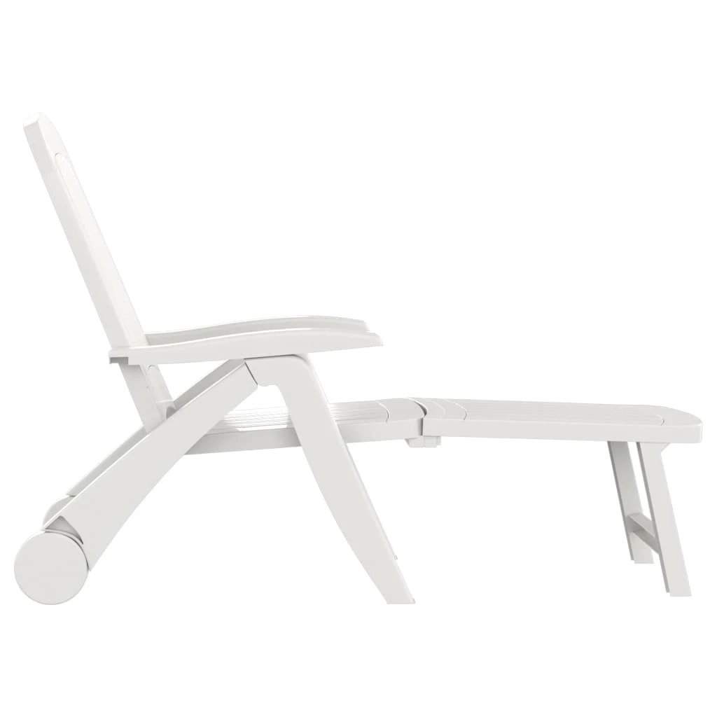 Folding Sun Lounger Polypropylene White by vidaXL