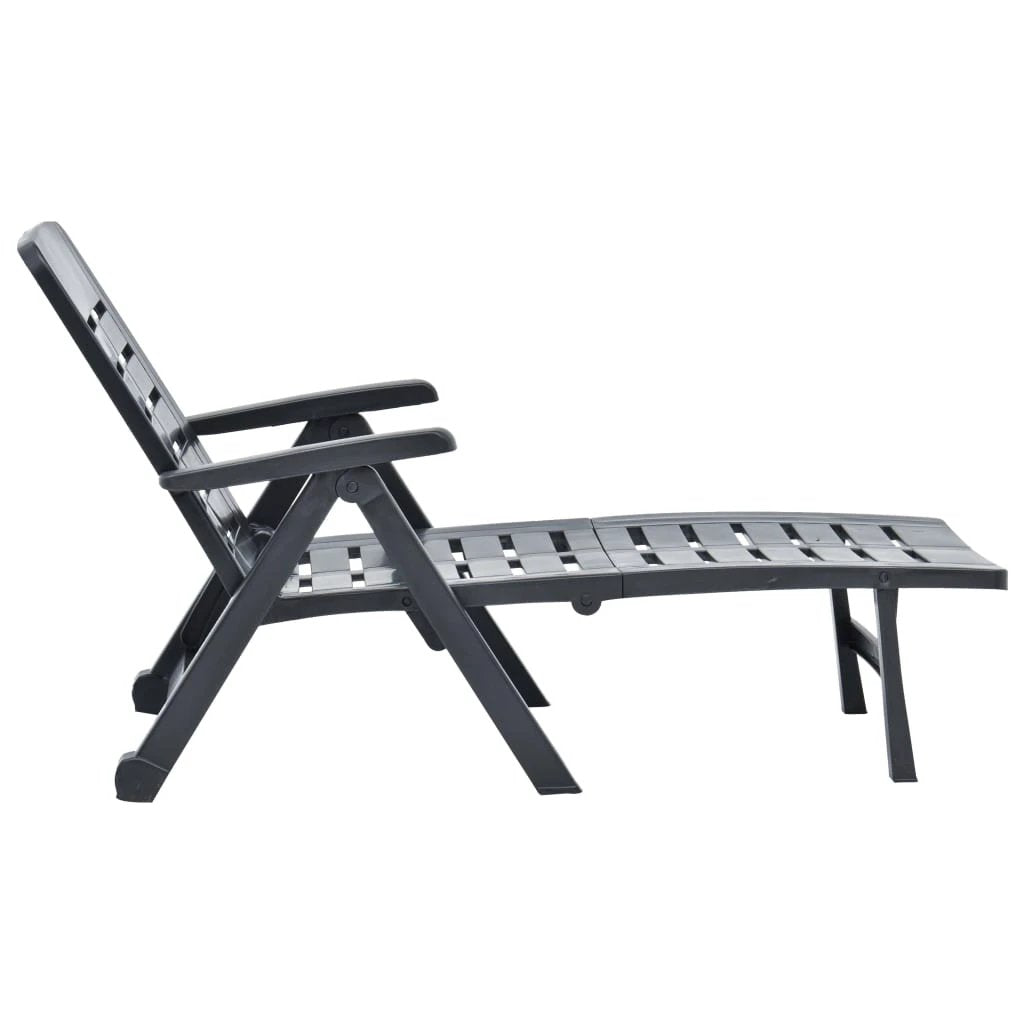 vidaXL Folding Sun Lounger Plastic White - Sun Lounger