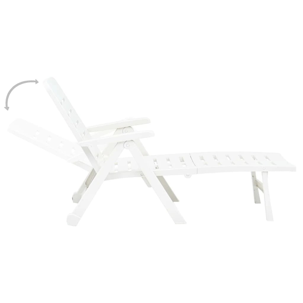 vidaXL Folding Sun Lounger Plastic White - Sun Lounger