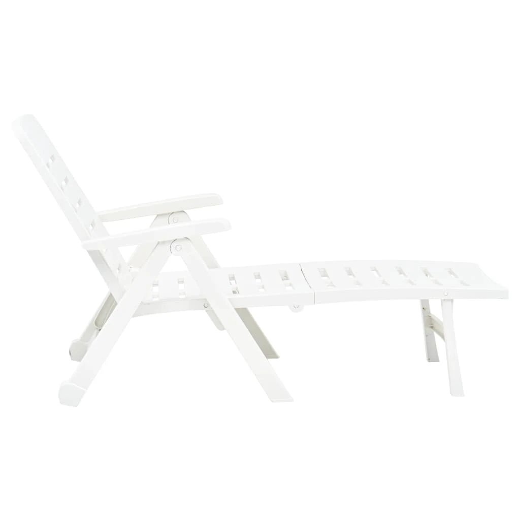 vidaXL Folding Sun Lounger Plastic White - Sun Lounger