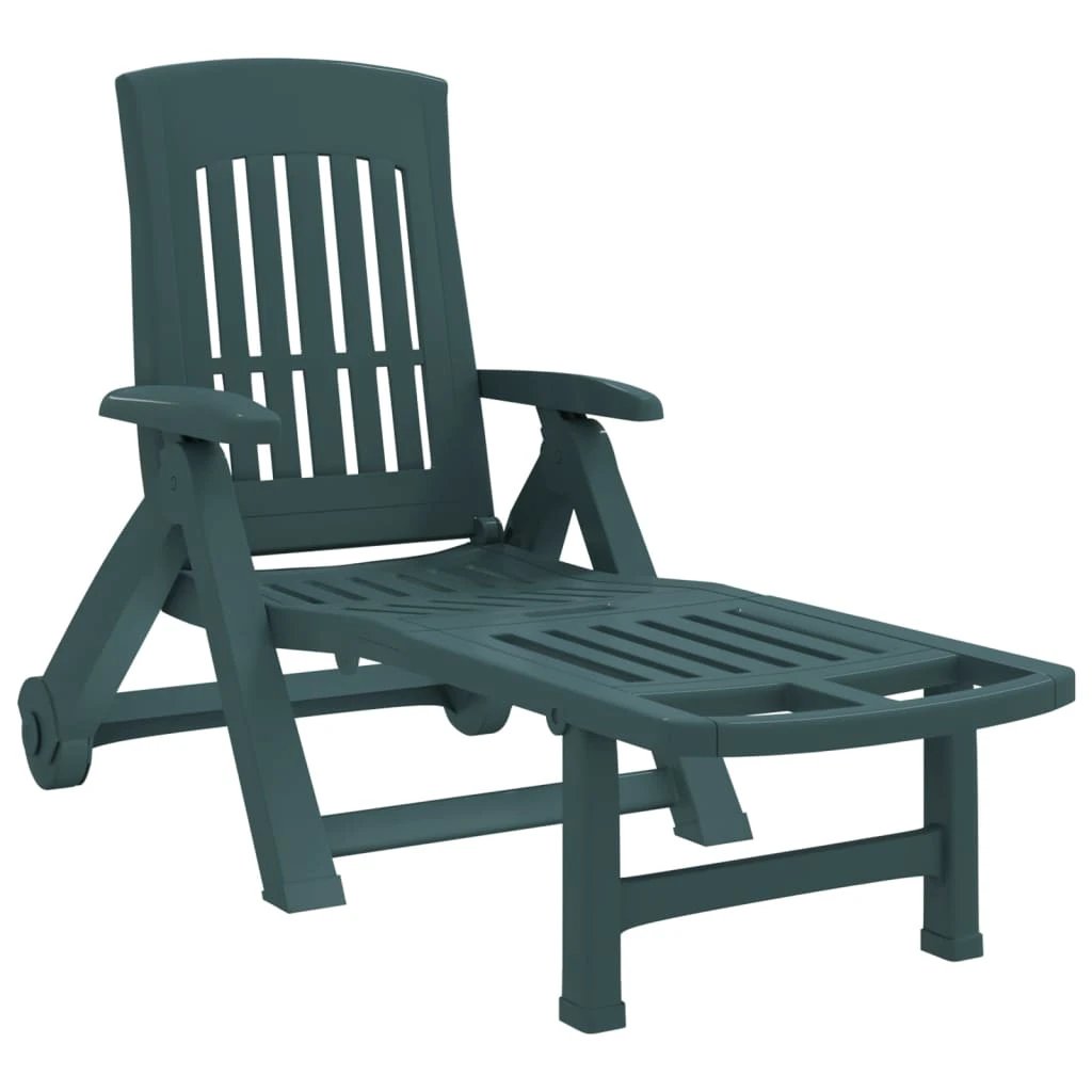 vidaXL Folding Sun Lounger with Wheels White PP by vidaXL