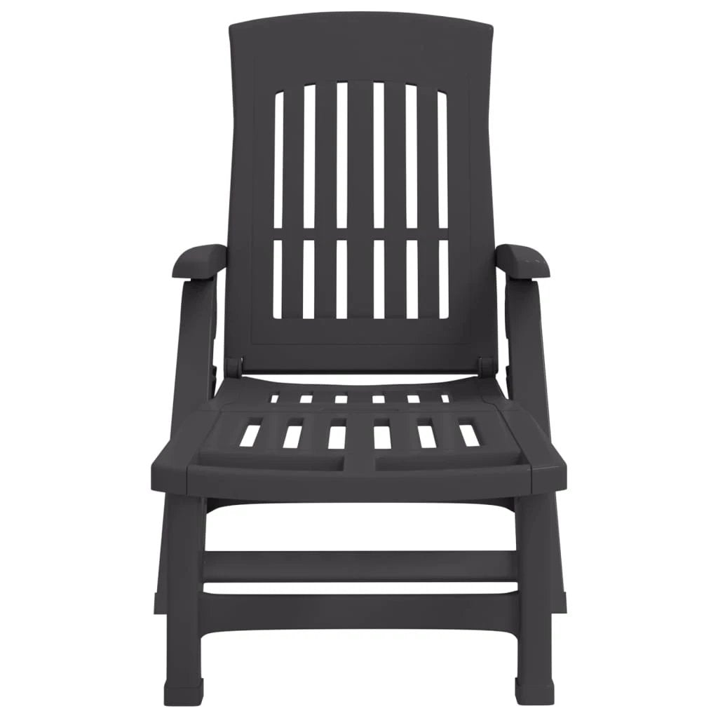 vidaXL Folding Sun Lounger with Wheels White PP by vidaXL