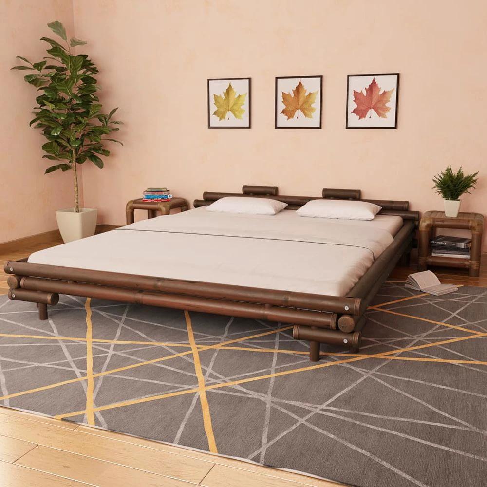 Bed Frame Dark Brown Bamboo 180x200 cm 6FT vidaXL Super King by vidaXL