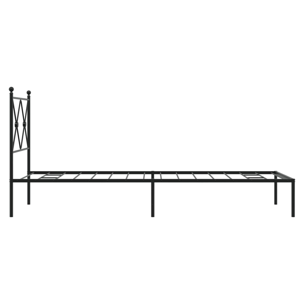 Small Single Metal Bed Frame with Headboard Black vidaXL 75x190 cm by vidaXL