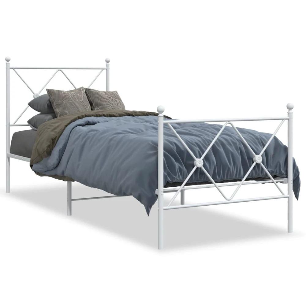 Small Single Metal Bed Frame with Headboard Black vidaXL 75x190 cm by vidaXL
