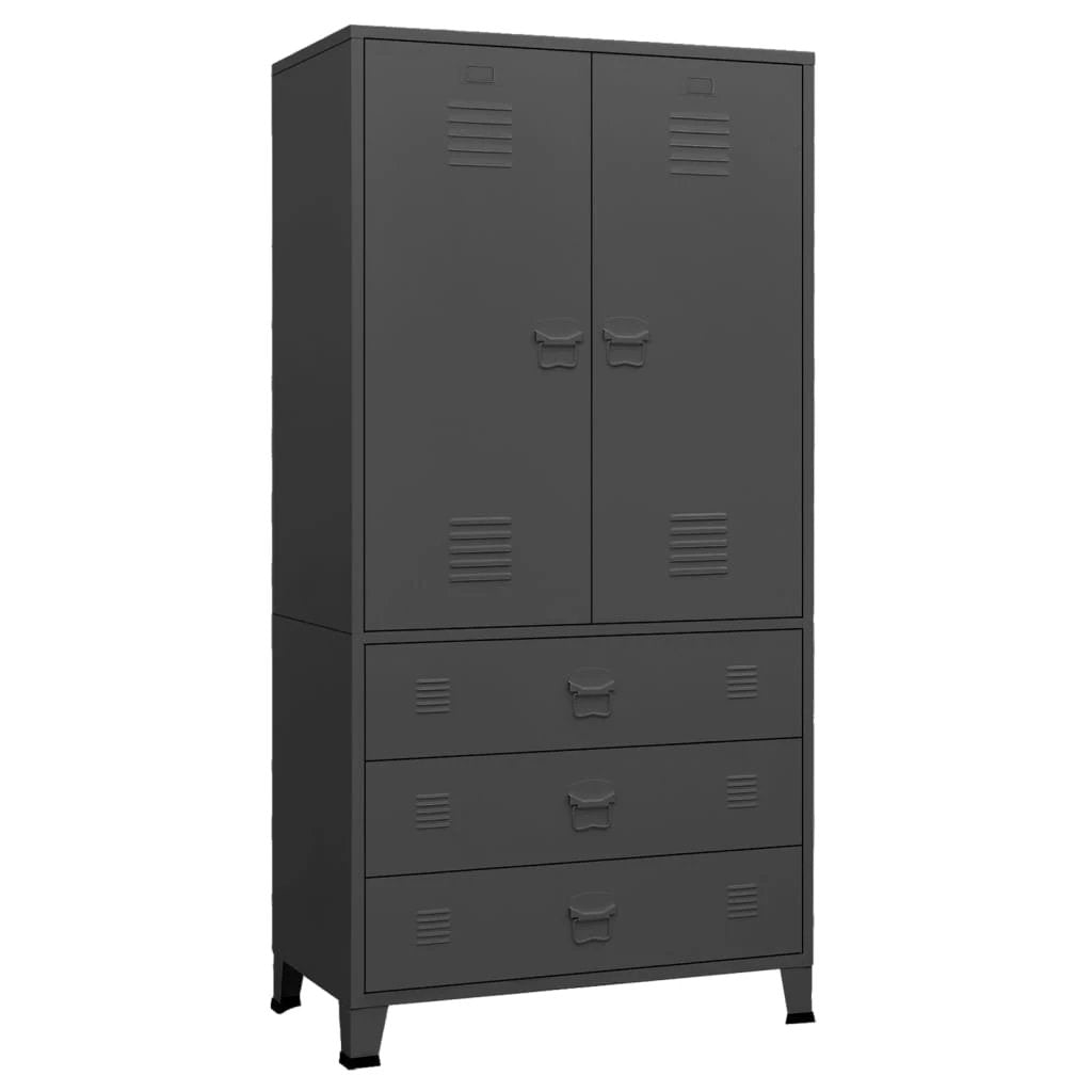 vidaXL Industrial Wardrobe Black 90x50x180 cm Metal - Wardrobe