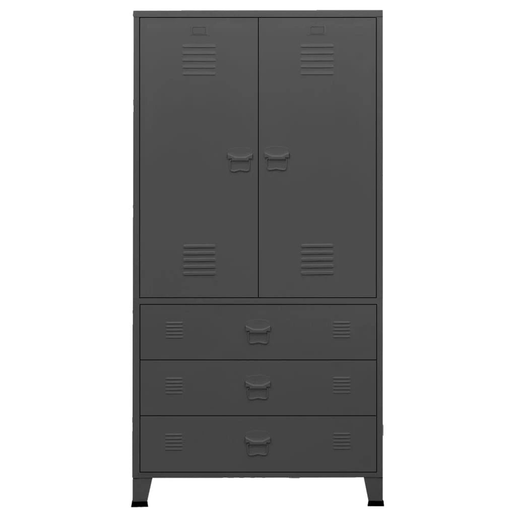 vidaXL Industrial Wardrobe Black 90x50x180 cm Metal - Wardrobe