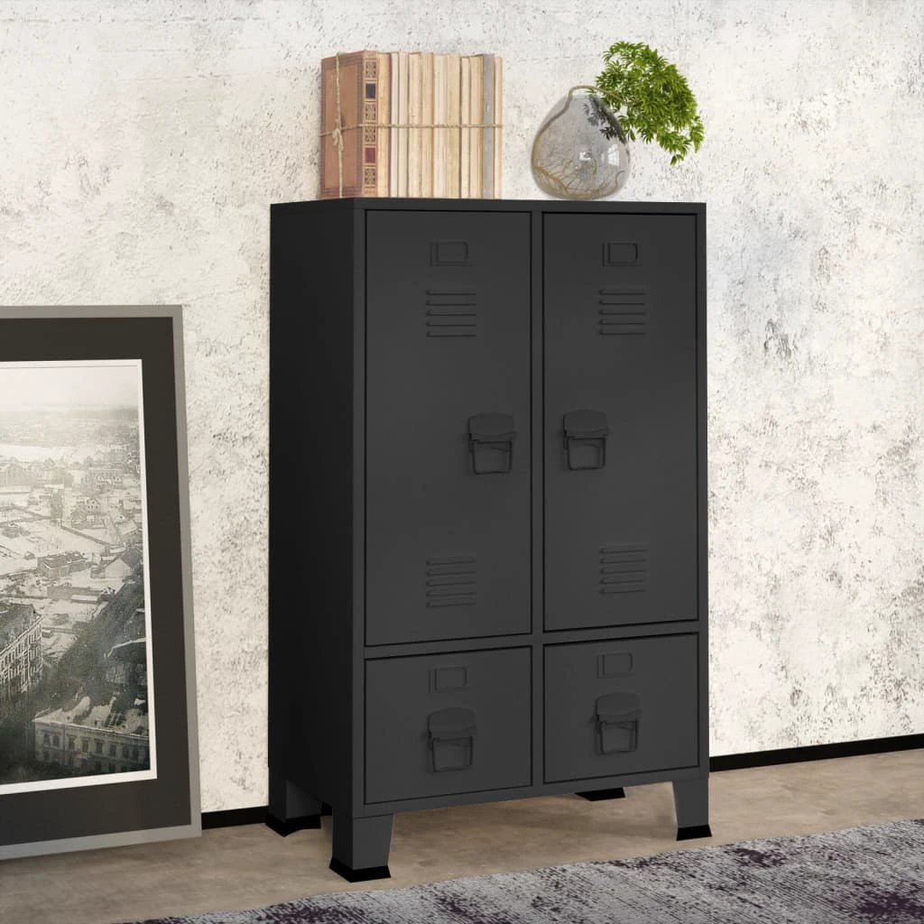 vidaXL Industrial Wardrobe White 67x35x107 cm Steel - Wardrobe