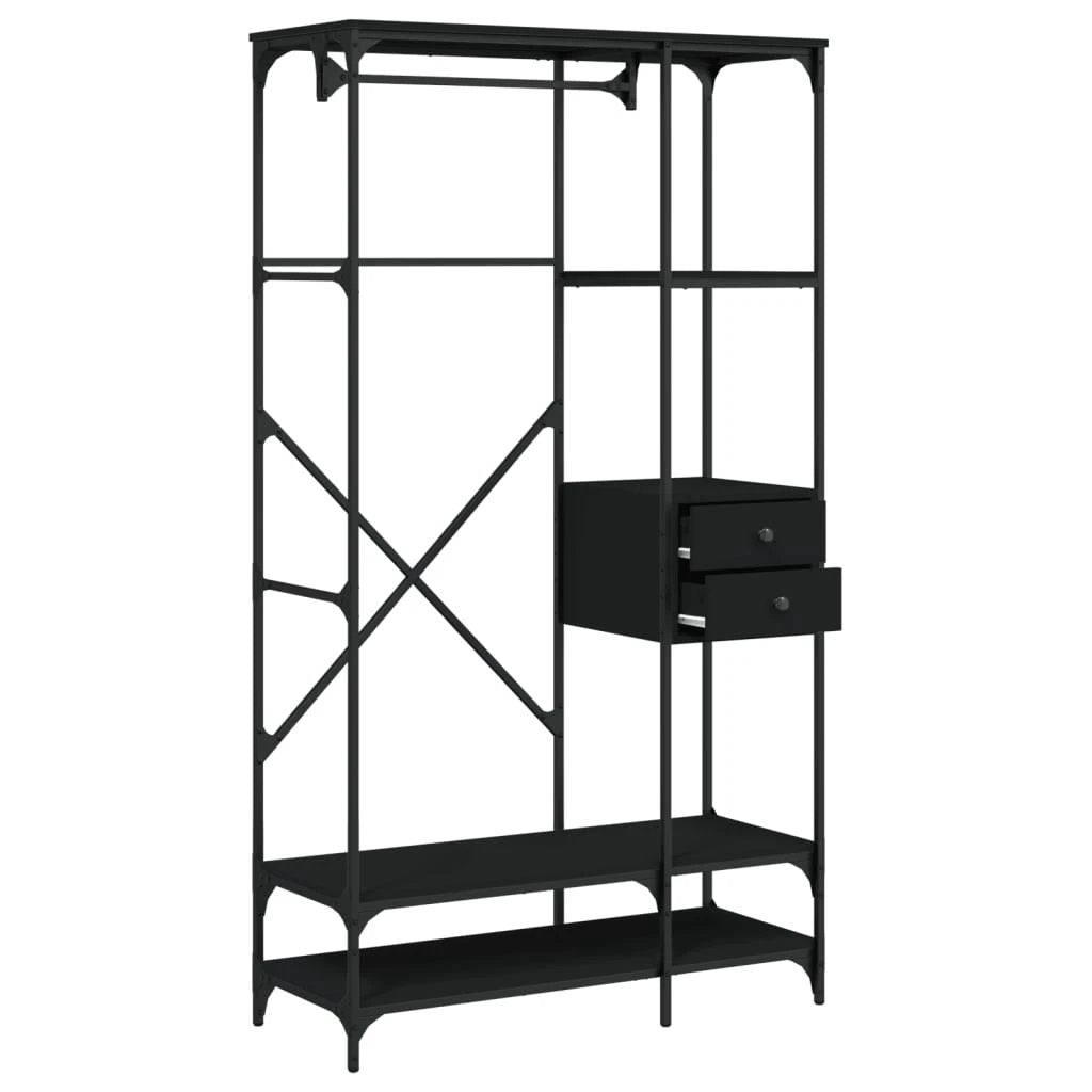 vidaXL Wardrobe with Drawers Black 100x40x180 cm Engineered Wood by vidaXL