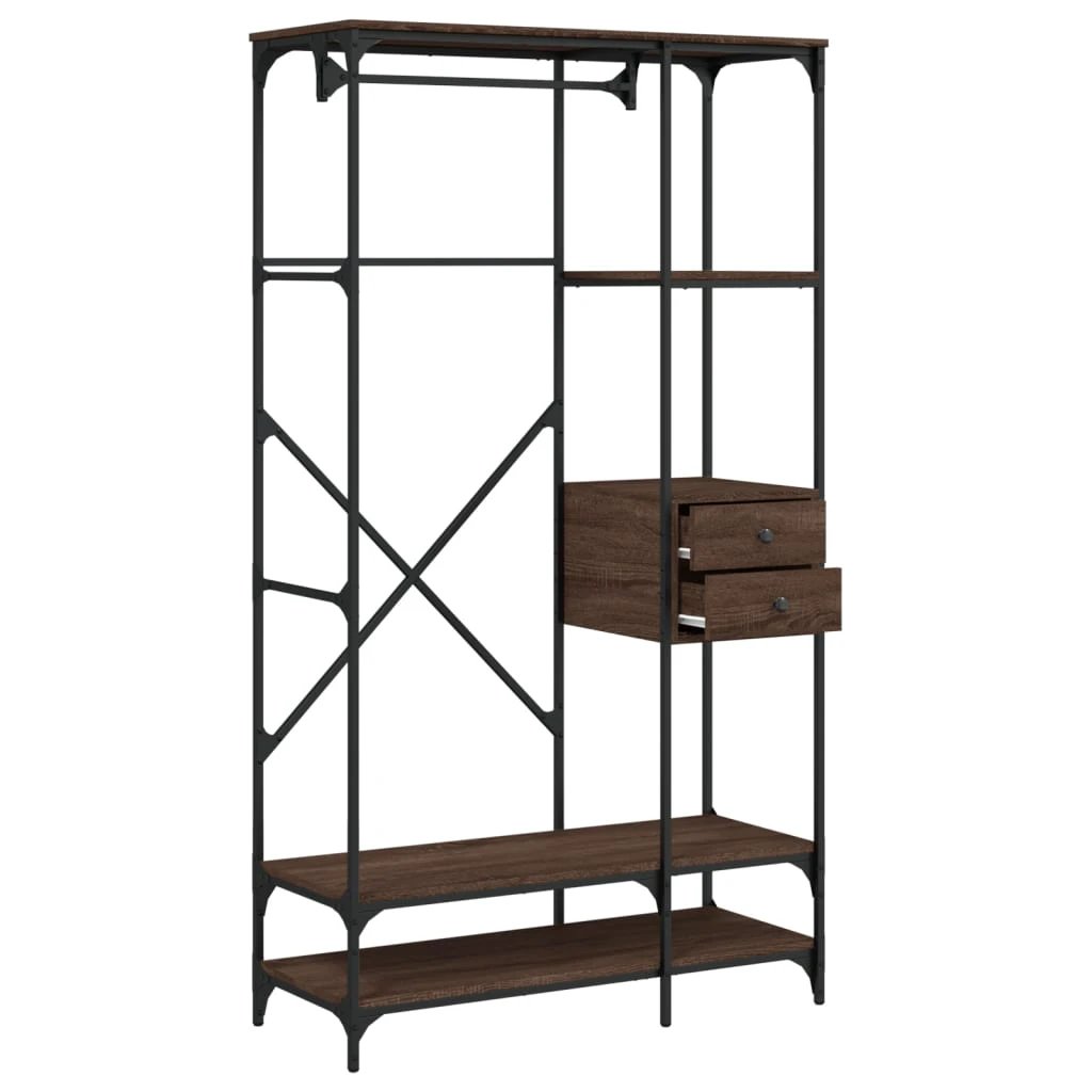 vidaXL Wardrobe with Drawers Black 100x40x180 cm Engineered Wood by vidaXL