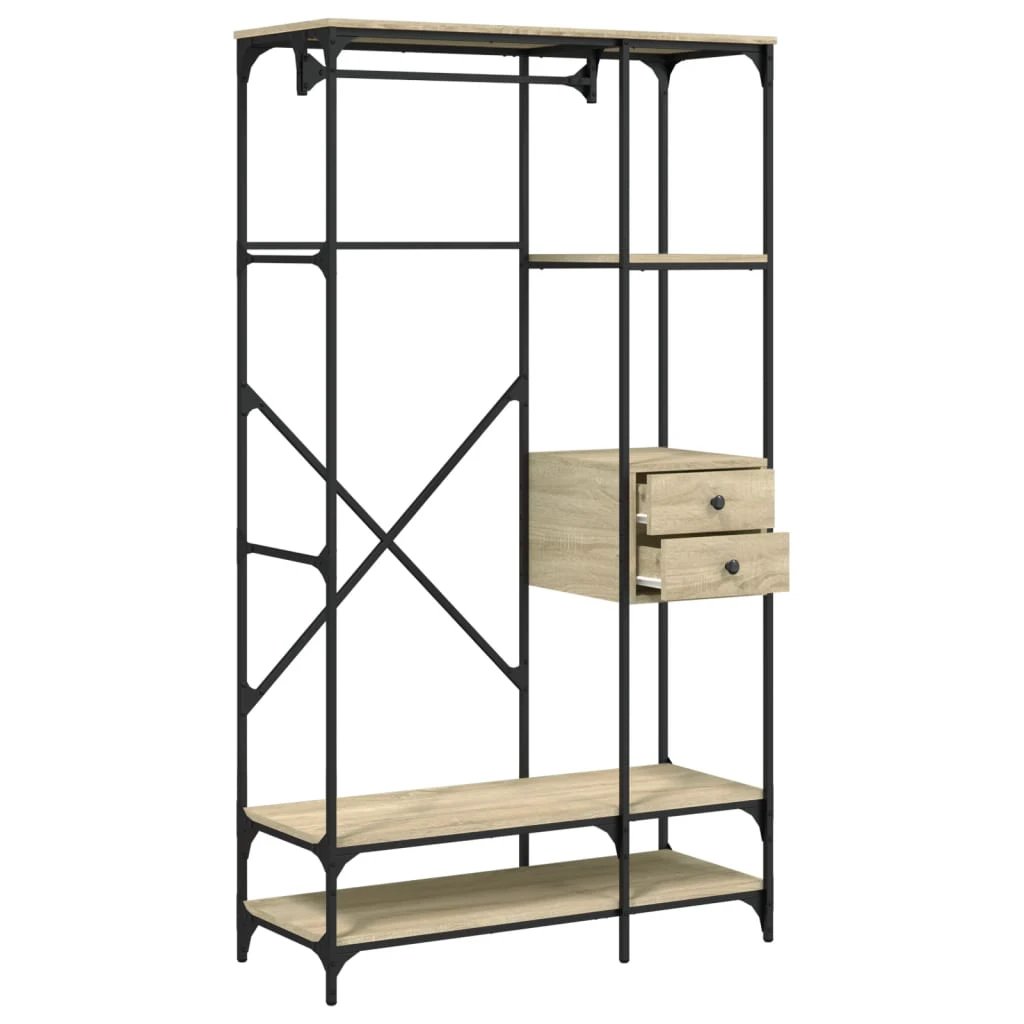 vidaXL Wardrobe with Drawers Black 100x40x180 cm Engineered Wood by vidaXL