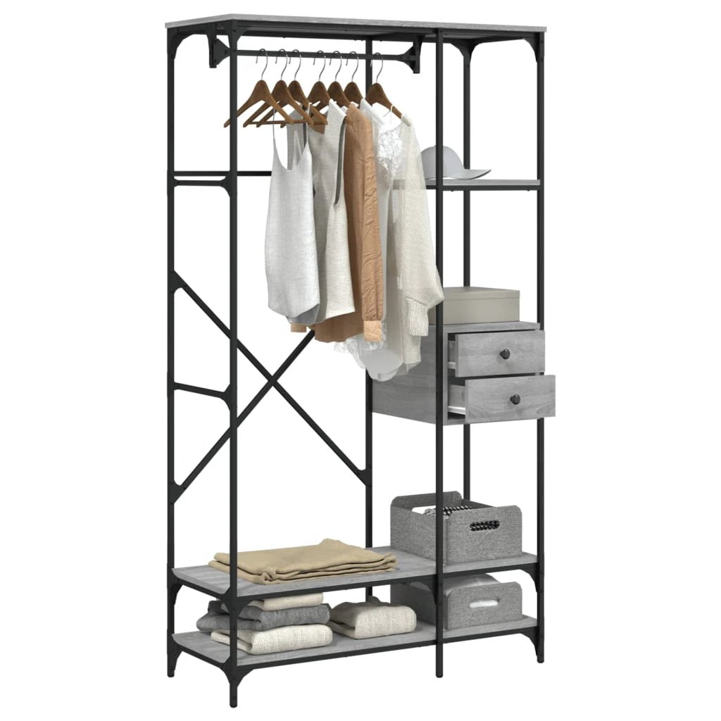 vidaXL Wardrobe with Drawers Black 100x40x180 cm Engineered Wood by vidaXL