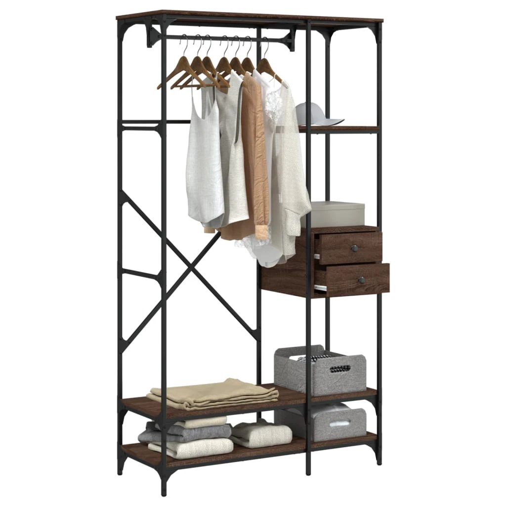 vidaXL Wardrobe with Drawers Black 100x40x180 cm Engineered Wood by vidaXL