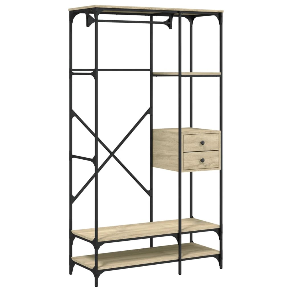 vidaXL Wardrobe with Drawers Black 100x40x180 cm Engineered Wood by vidaXL