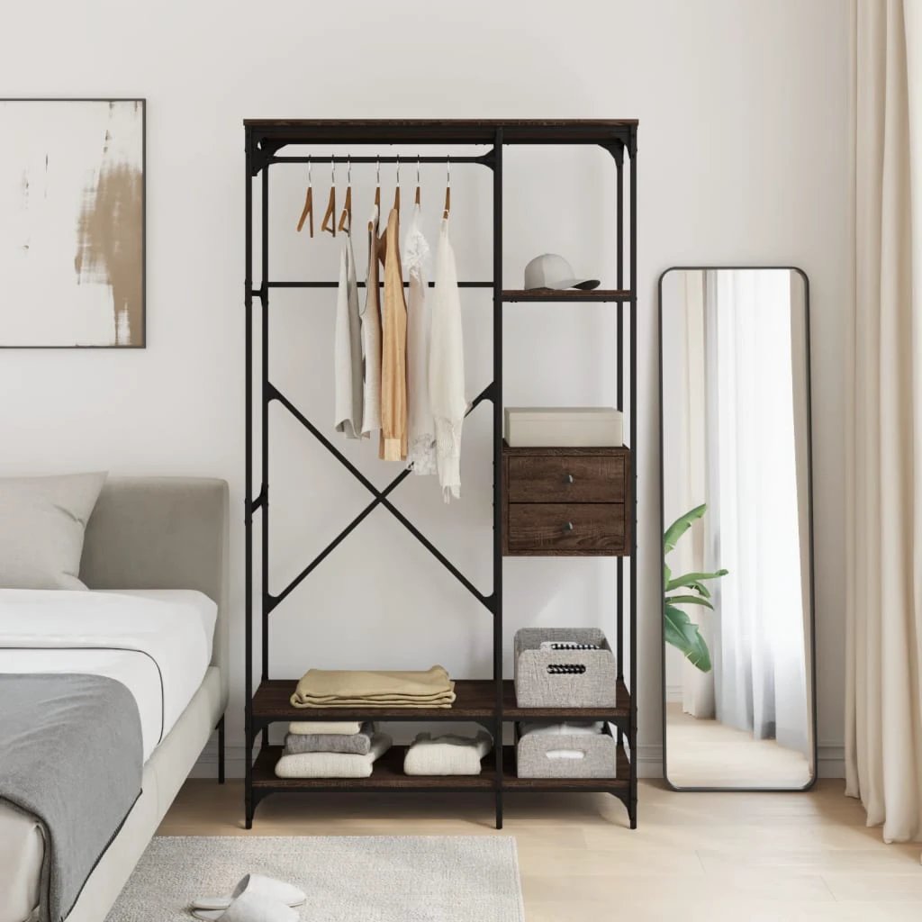 vidaXL Wardrobe with Drawers Black 100x40x180 cm Engineered Wood by vidaXL