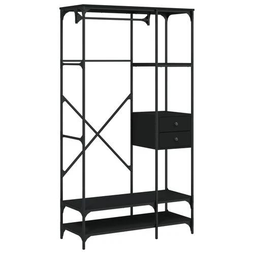 vidaXL Wardrobe with Drawers Black 100x40x180 cm Engineered Wood - Wardrobe