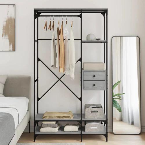 vidaXL Wardrobe with Drawers Black 100x40x180 cm Engineered Wood by vidaXL