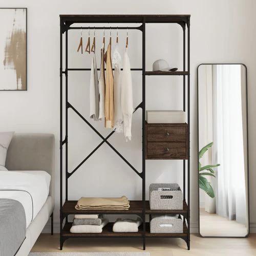 vidaXL Wardrobe with Drawers Black 100x40x180 cm Engineered Wood - Wardrobe