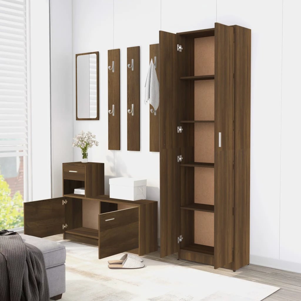 vidaXL Hallway Wardrobe Smoked Oak 55x25x189 cm Engineered Wood - Wardrobe