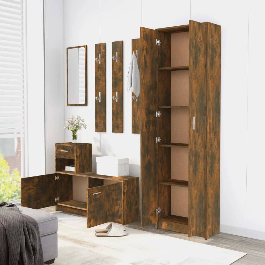 vidaXL Hallway Wardrobe Smoked Oak 55x25x189 cm Engineered Wood - Wardrobe