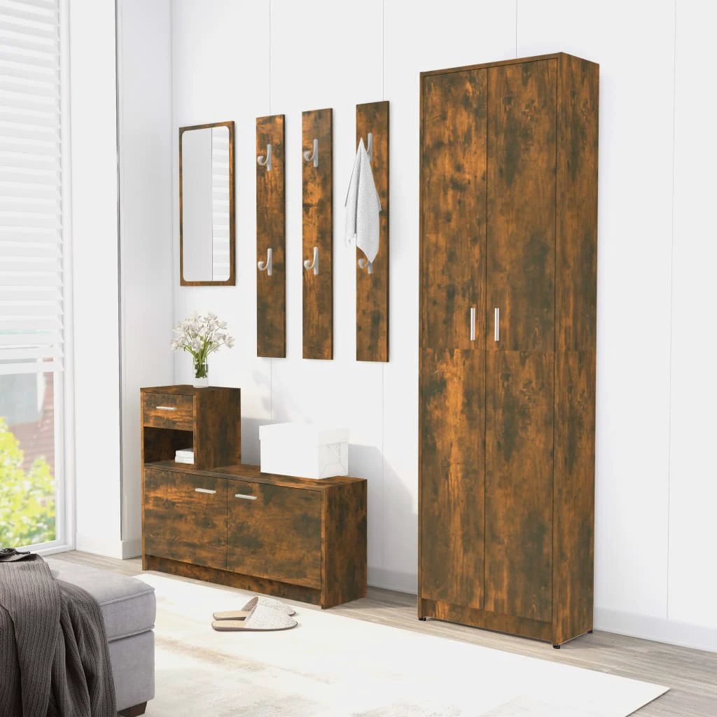 vidaXL Hallway Wardrobe Smoked Oak 55x25x189 cm Engineered Wood - Wardrobe