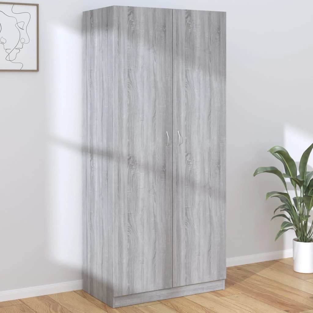 vidaXL Wardrobe Smoked Oak 90x50x200 cm Engineered Wood - Wardrobe