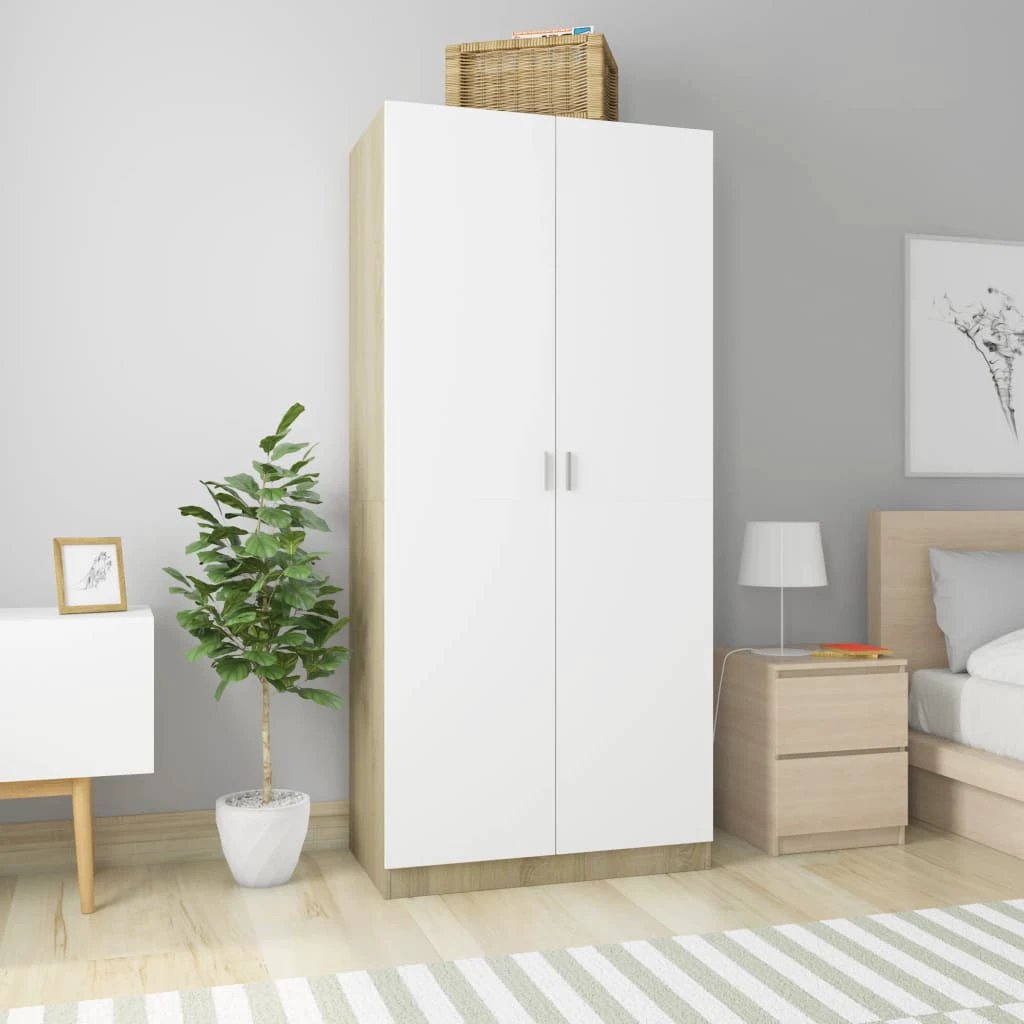 vidaXL Wardrobe Smoked Oak 90x50x200 cm Engineered Wood - Wardrobe