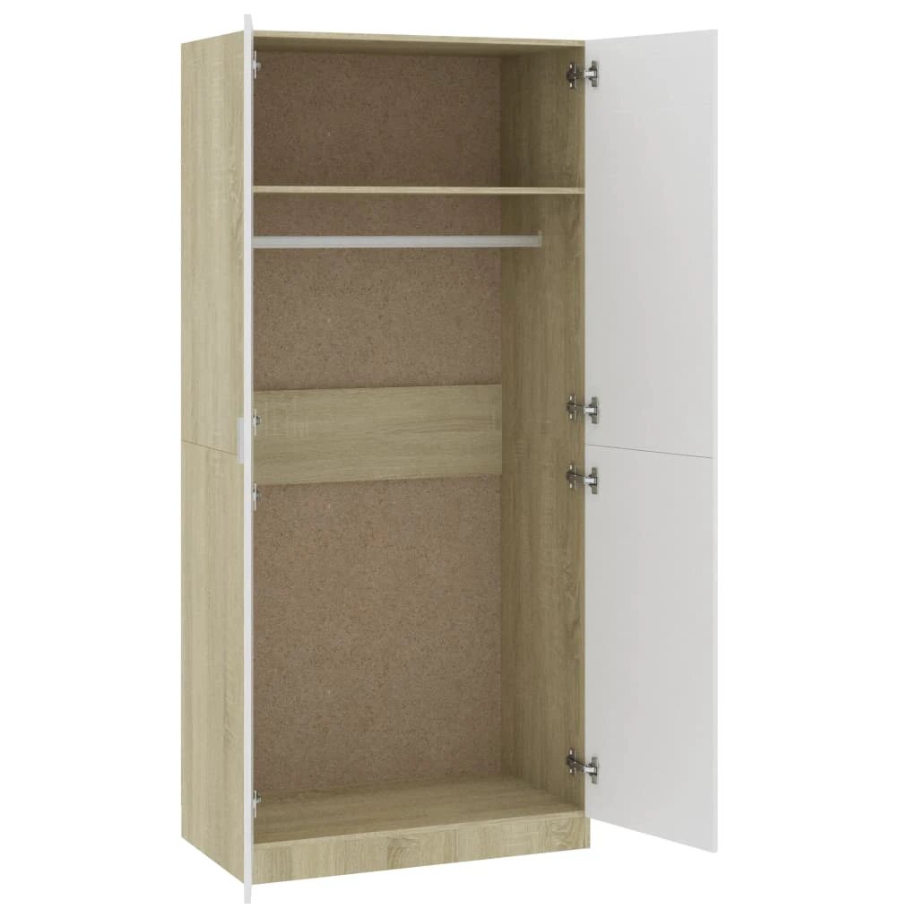 vidaXL Wardrobe Smoked Oak 90x50x200 cm Engineered Wood - Wardrobe