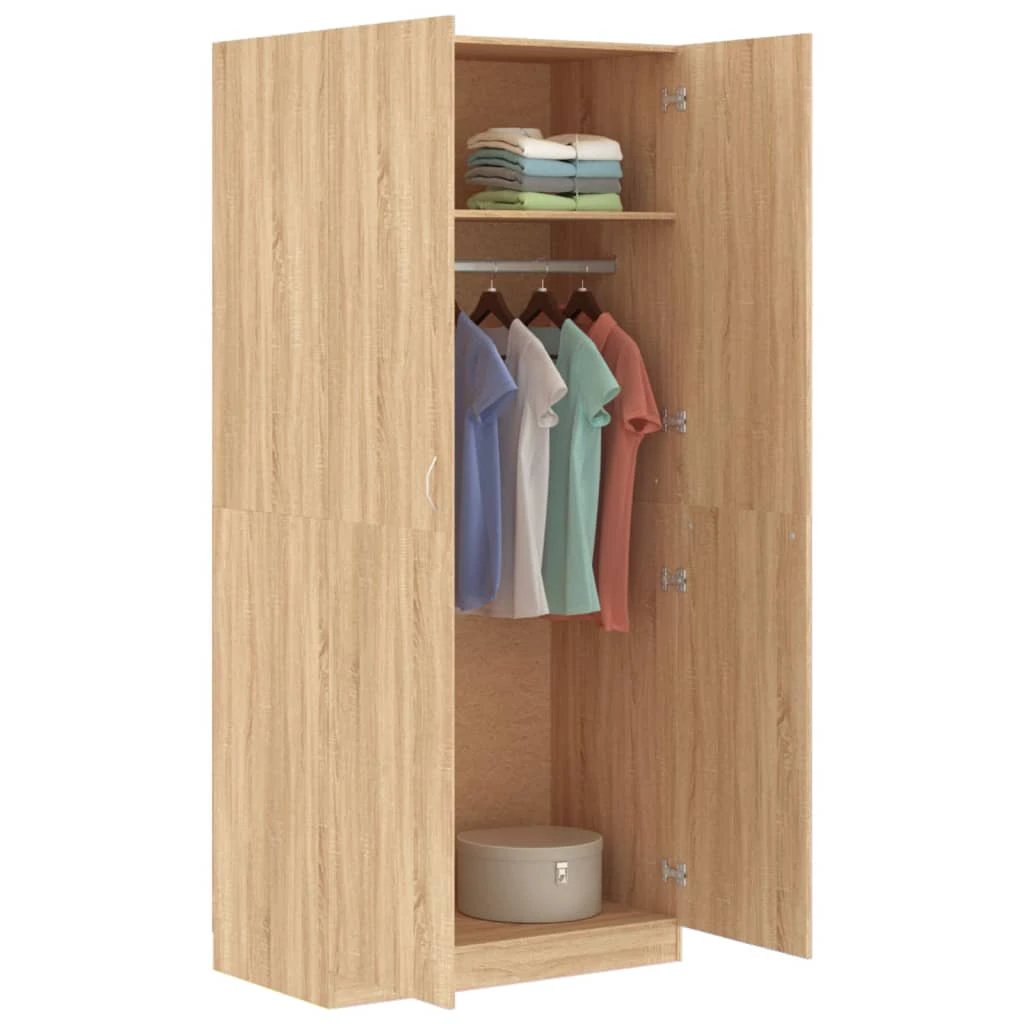 vidaXL Wardrobe Smoked Oak 90x50x200 cm Engineered Wood by vidaXL