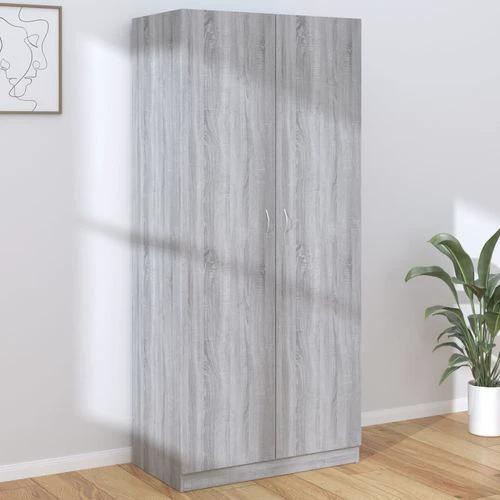 vidaXL Wardrobe Smoked Oak 90x50x200 cm Engineered Wood - Wardrobe