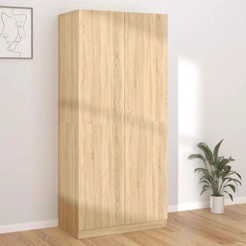vidaXL Wardrobe Smoked Oak 90x50x200 cm Engineered Wood - Wardrobe