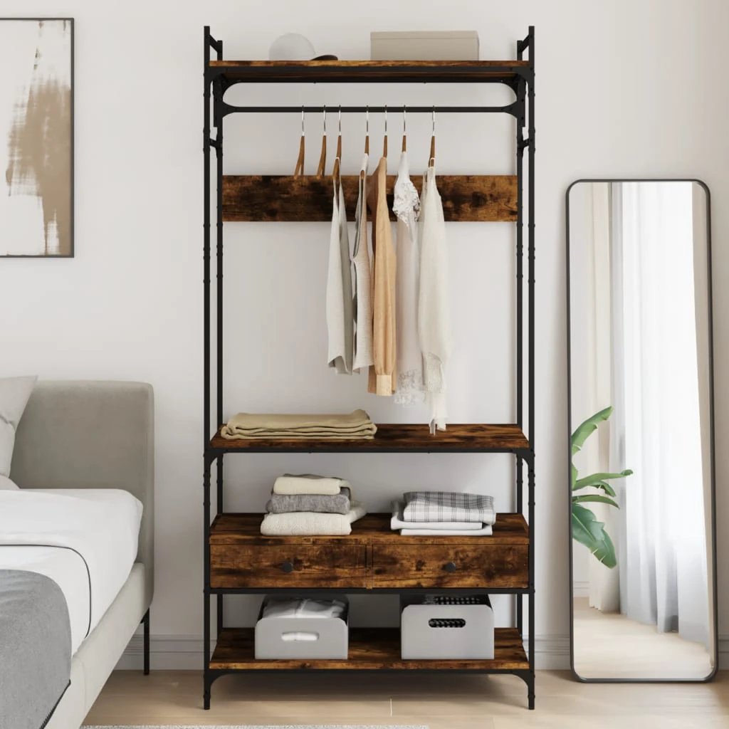 vidaXL vidaXL Wardrobe with Drawers Black 89x39x184.5 cm Engineered Wood - Wardrobe