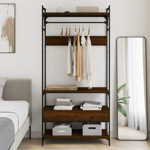vidaXL vidaXL Wardrobe with Drawers Black 89x39x184.5 cm Engineered Wood - Wardrobe