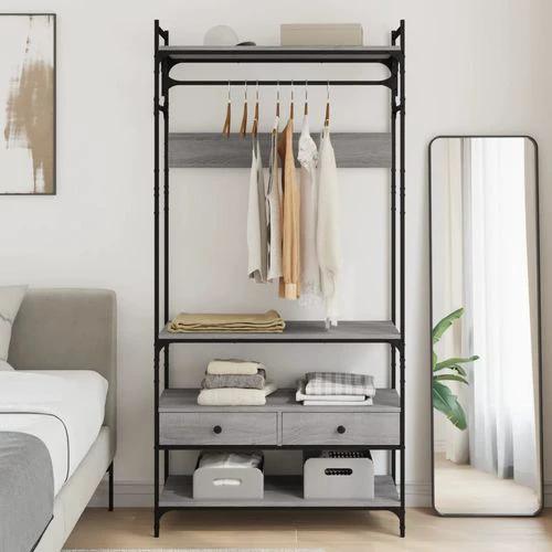 vidaXL vidaXL Wardrobe with Drawers Black 89x39x184.5 cm Engineered Wood - Wardrobe