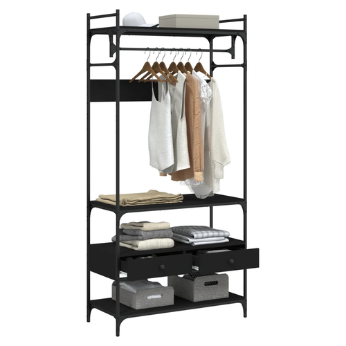 vidaXL vidaXL Wardrobe with Drawers Black 89x39x184.5 cm Engineered Wood - Wardrobe