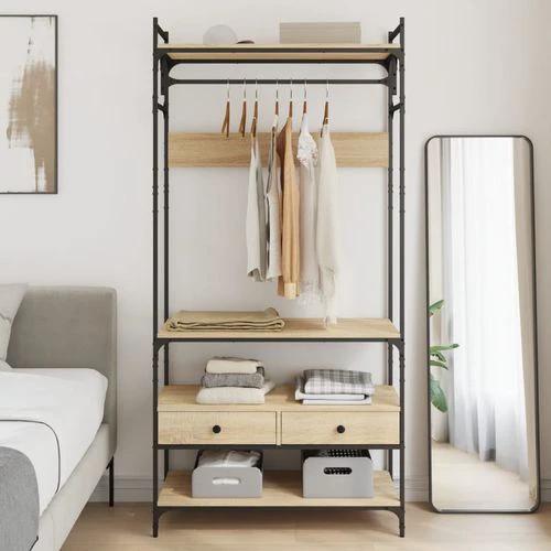 vidaXL vidaXL Wardrobe with Drawers Black 89x39x184.5 cm Engineered Wood - Wardrobe