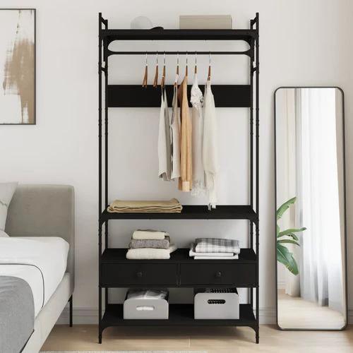 vidaXL vidaXL Wardrobe with Drawers Black 89x39x184.5 cm Engineered Wood - Wardrobe