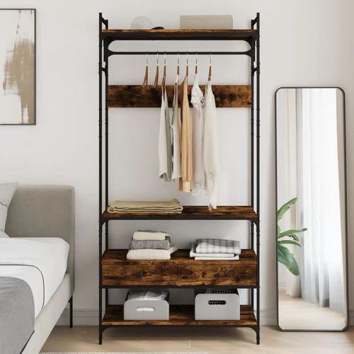 vidaXL vidaXL Wardrobe with Drawers Black 89x39x184.5 cm Engineered Wood - Wardrobe