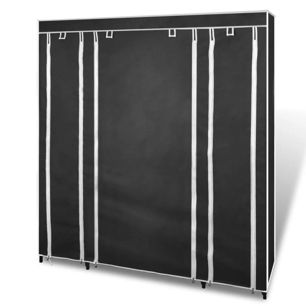 vidaXL vidaXL Fabric Wardrobe with Compartments and Rods 45x150x176 cm Black - Wardrobe