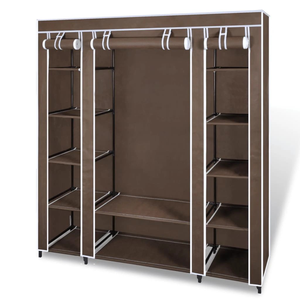 vidaXL vidaXL Fabric Wardrobe with Compartments and Rods 45x150x176 cm Black - Wardrobe