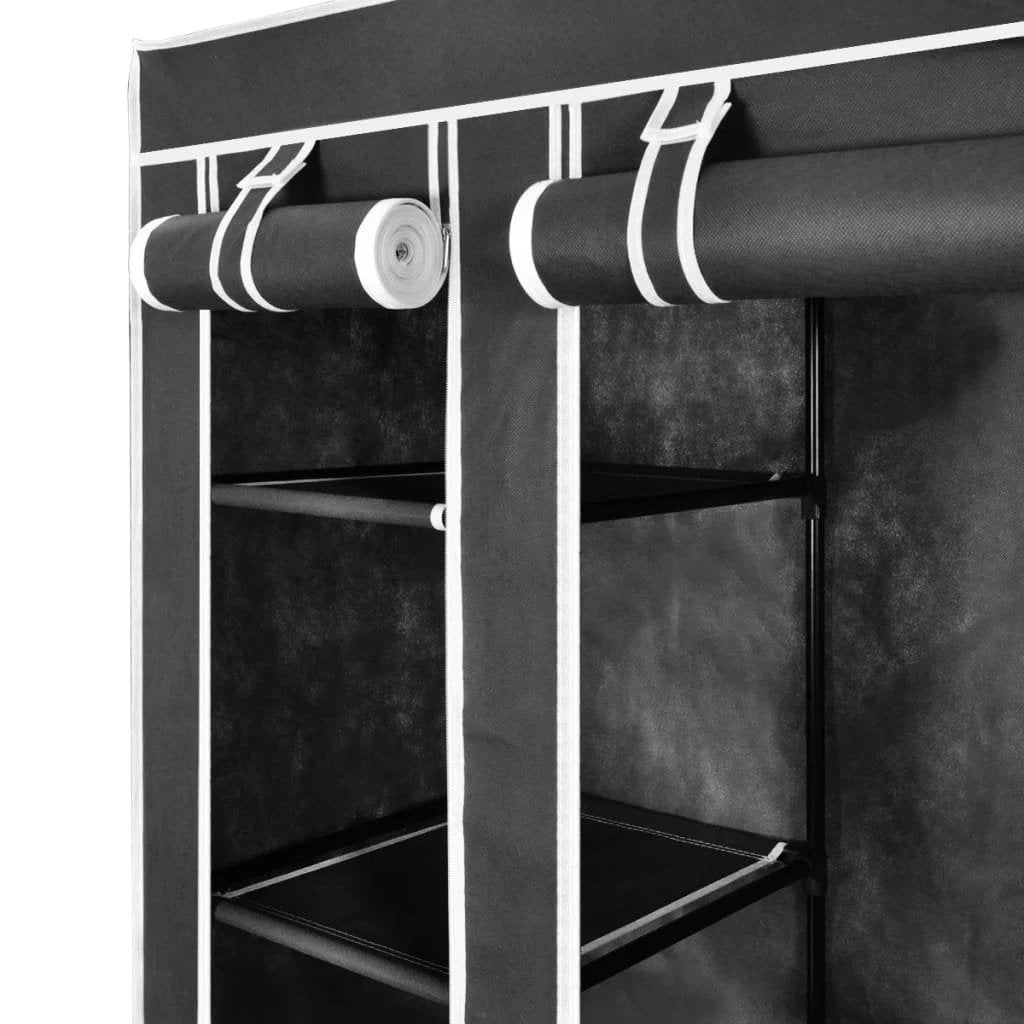 vidaXL vidaXL Fabric Wardrobe with Compartments and Rods 45x150x176 cm Black - Wardrobe