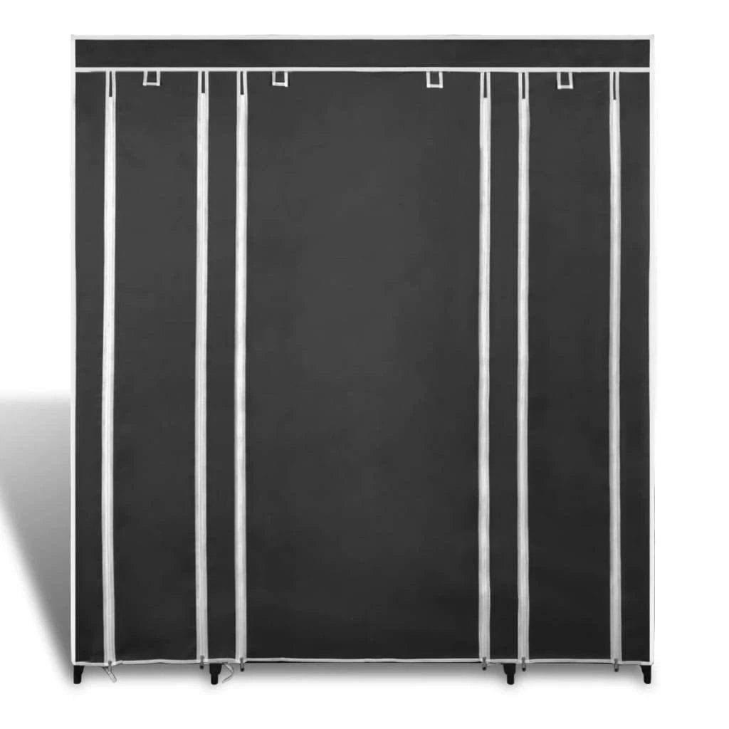 vidaXL vidaXL Fabric Wardrobe with Compartments and Rods 45x150x176 cm Black - Wardrobe