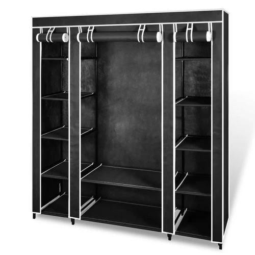 vidaXL vidaXL Fabric Wardrobe with Compartments and Rods 45x150x176 cm Black - Wardrobe