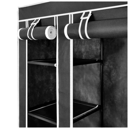 vidaXL Fabric Wardrobe with Compartments and Rods 45x150x176 cm Black by vidaXL