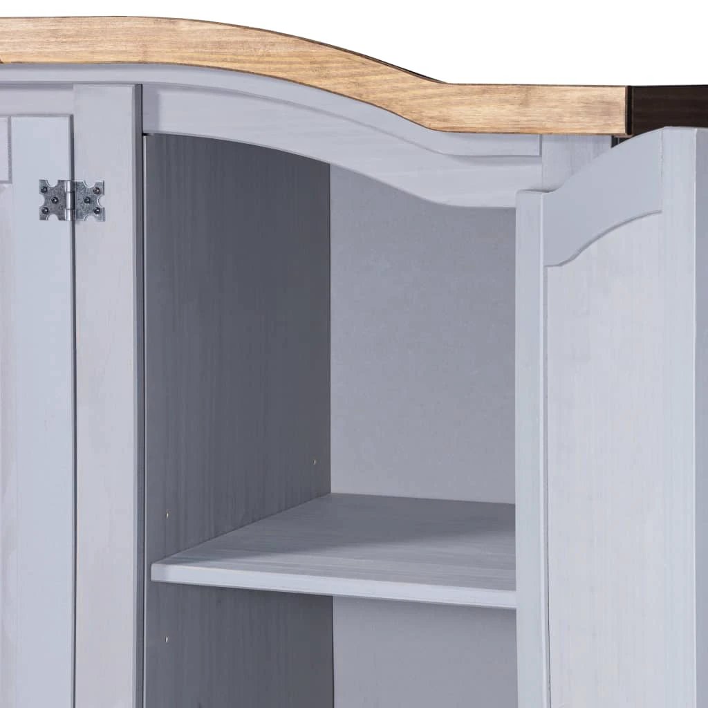 vidaXL Wardrobe Mexican Pine Corona Range 3 Doors Grey by vidaXL