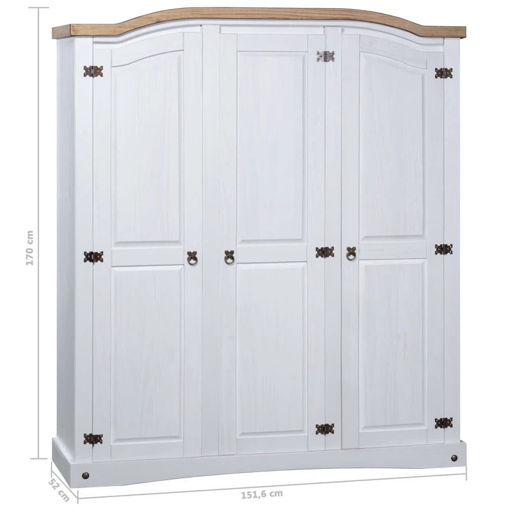 vidaXL Wardrobe Mexican Pine Corona Range 3 Doors Grey - Wardrobe