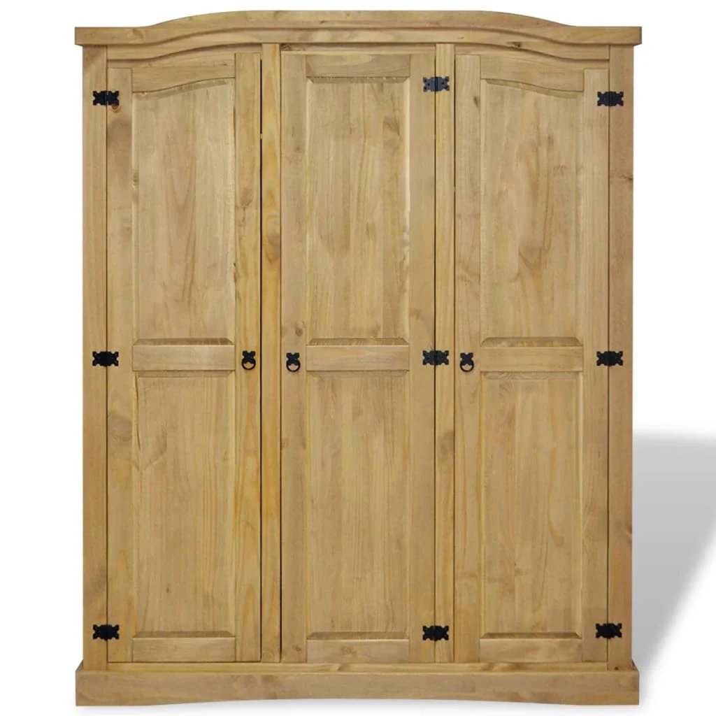 vidaXL Wardrobe Mexican Pine Corona Range 3 Doors Grey by vidaXL
