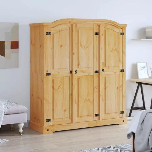 vidaXL Wardrobe Mexican Pine Corona Range 3 Doors Grey by vidaXL