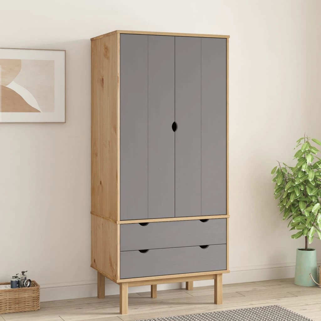 vidaXL Wardrobe OTTA 76.5x53x172 cm Solid Wood Pine - Wardrobe