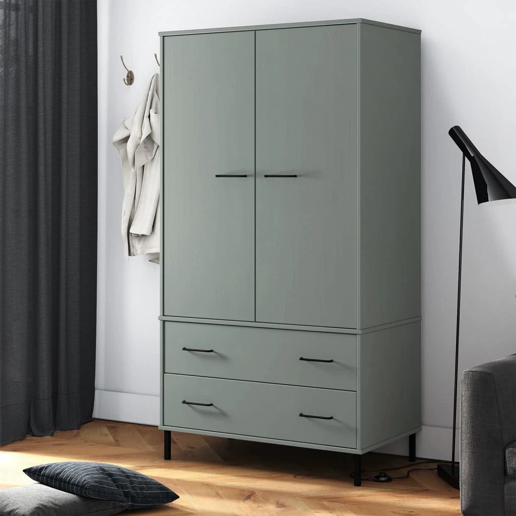 vidaXL Wardrobe with Metal Legs Brown 90x55x172.5 cm Solid Wood OSLO by vidaXL